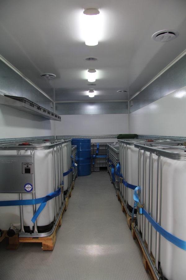 Inside mobile recycling unit